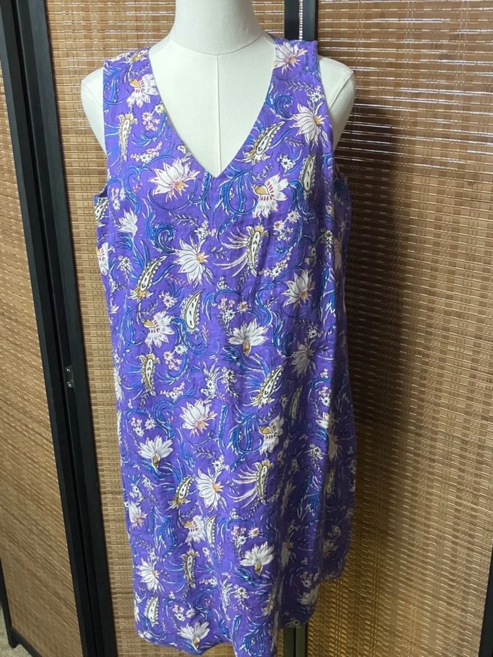 J Jill Purple Floral V-Neck Dress